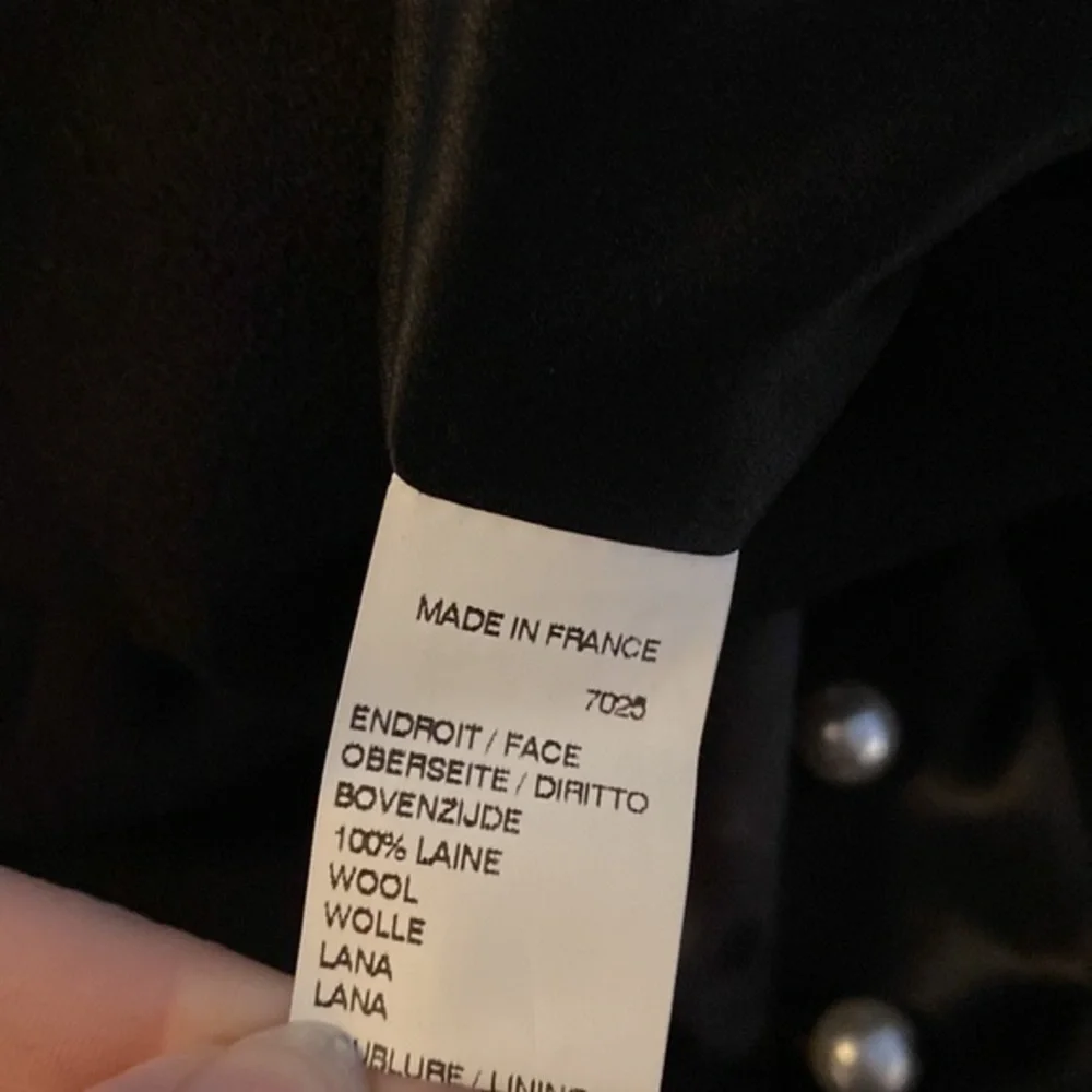 Edward Achour Paris Black Wool Silk Faux Pearl Button Shift Dress 14 W8